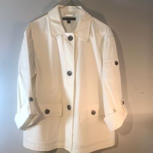 Lafayette 148 cream cotton patch pocket jacket